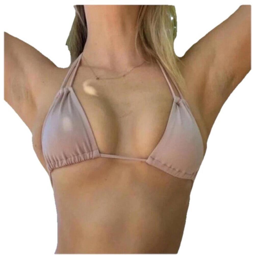 We Are HAH Titsy Top Womens Shroom Tan Halter Bikini Swim SIZE XS  F-3